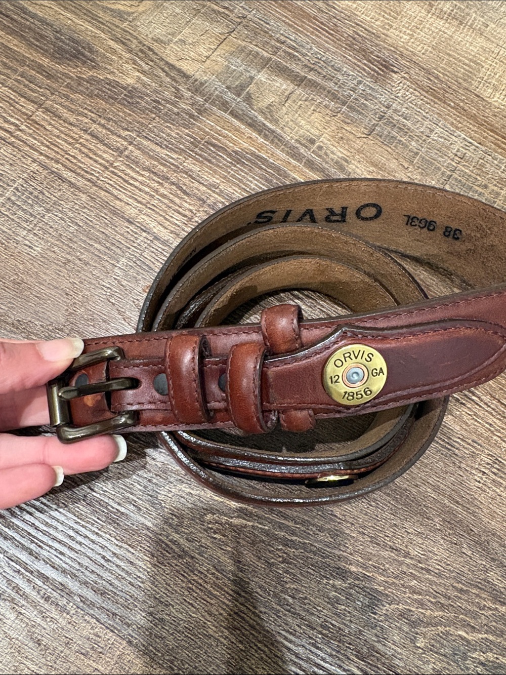 Orvis shot shell brown leather belt